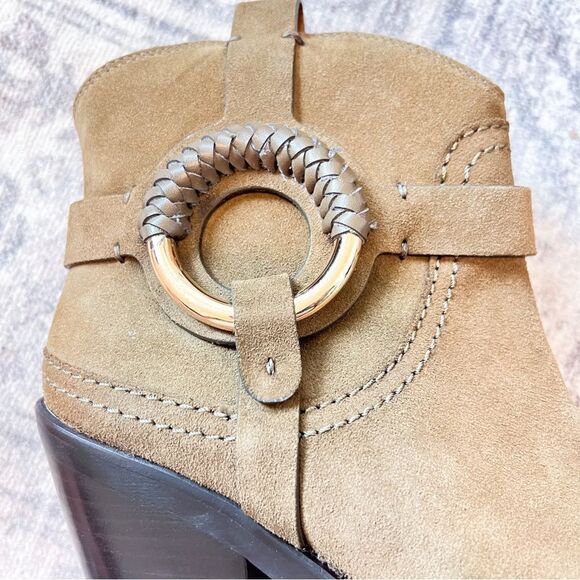 NWOB See by Chloe Hanna Hana Leather O Ring Booties in Military Green 38 / 8 - Picture 10 of 12